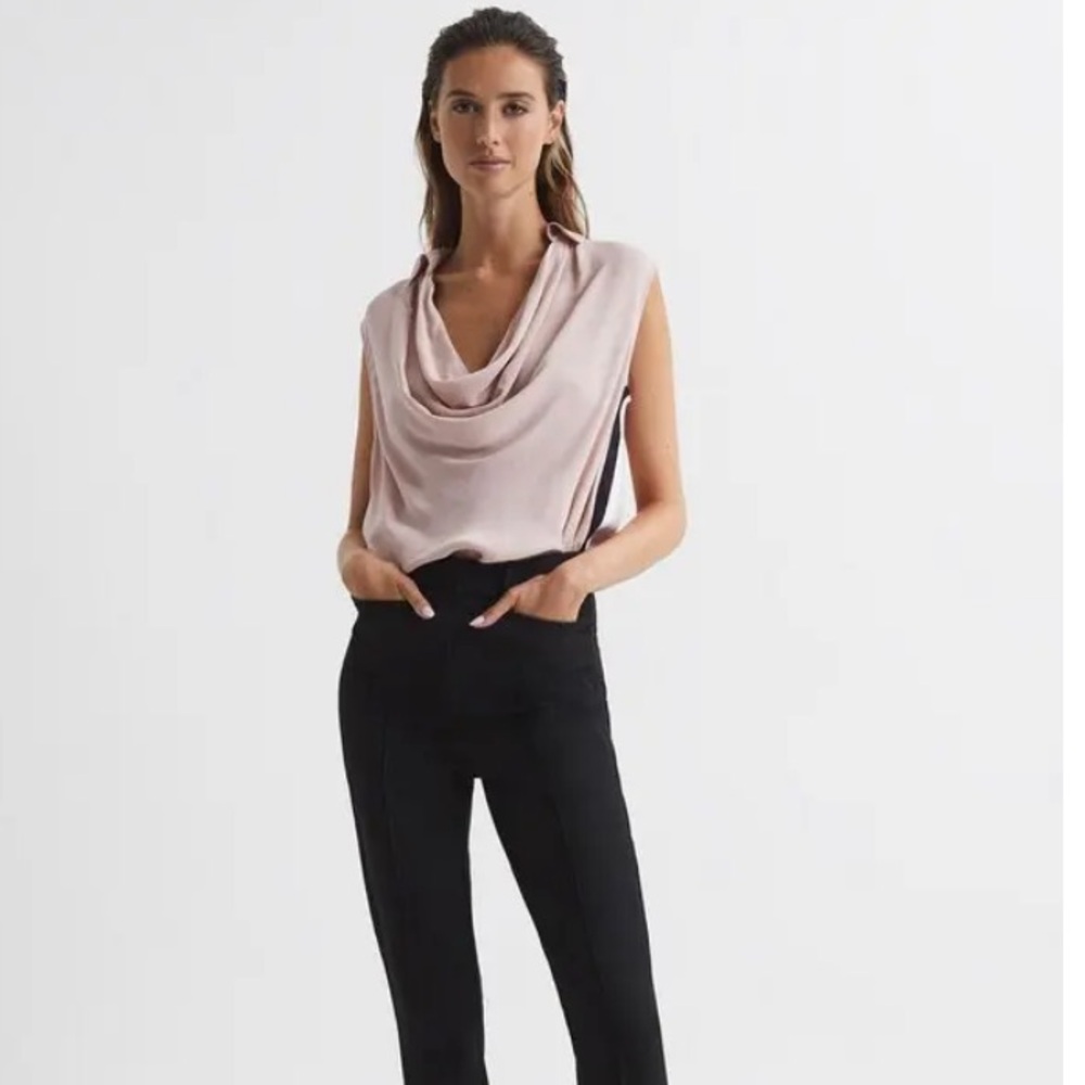 NEW • Reiss • Women’s Ameliee Cowl Front Sleeveless Blouse - Nude